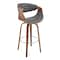 Armen Living Arya 30" Swivel Bar Stool in Gray Faux Leather and Walnut Wood LCAYBAWAGR30 - alternate 1